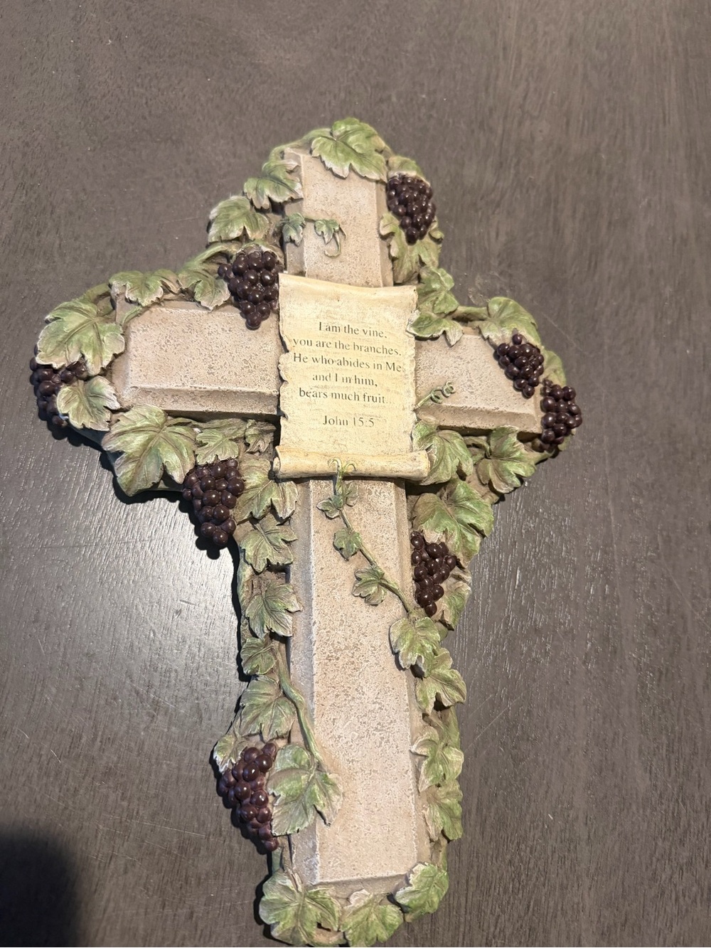 Vintage Hanging Wall Cross with Scripture